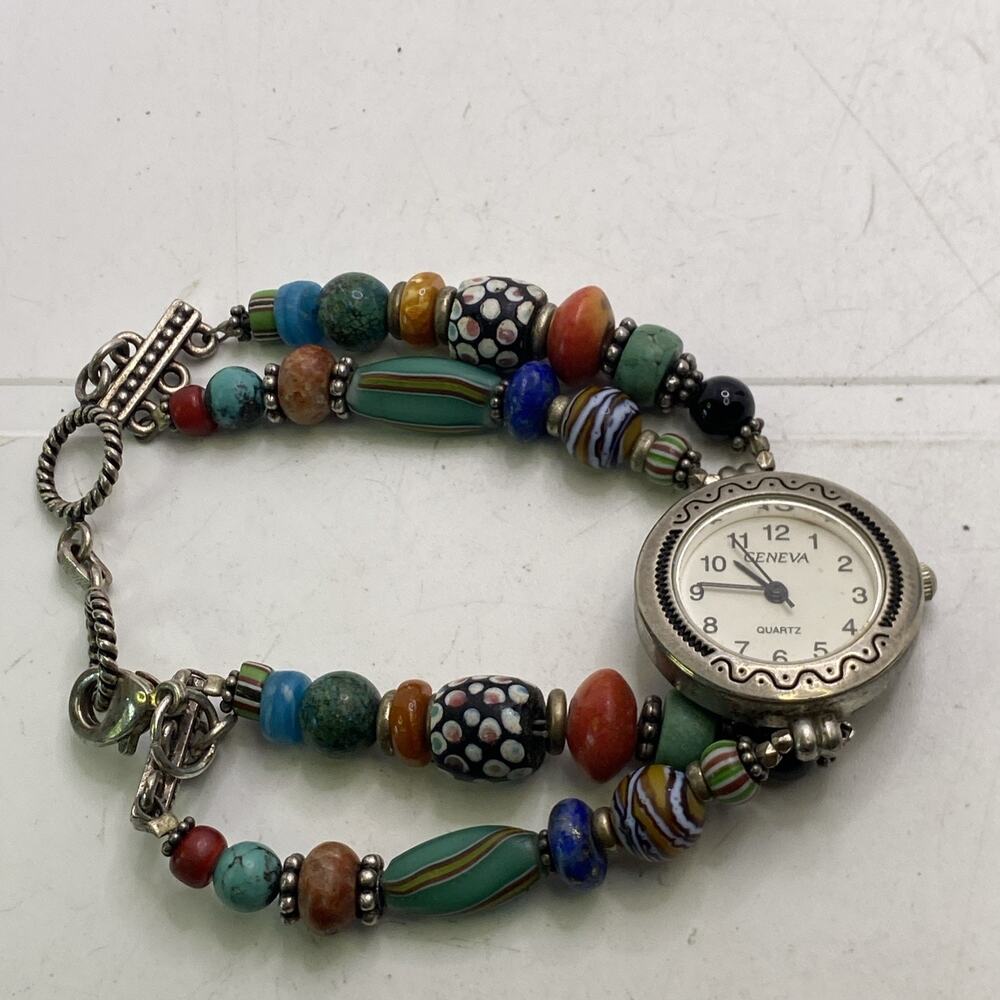 Vintage Geneva Colorful Beaded Watch New Battery